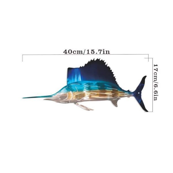 1pc Wrought Iron Sailfish Wall Sculpture, Metal Fish Art for Home Decor, Tropical Fish Wall Hanging, Christmas Gift - Image 5