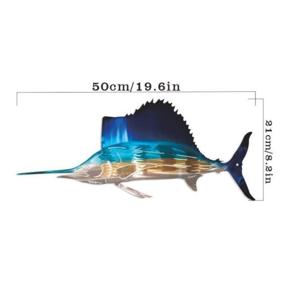 1pc Wrought Iron Sailfish Wall Sculpture, Metal Fish Art for Home Decor, Tropical Fish Wall Hanging, Christmas Gift - Image 7