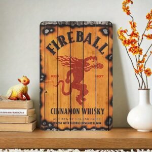 Vintage Fireball Canela Whisky Metal Sign - 11.8" x 7.87" | Durable, Waterproof & Easy-to-Hang Decor for Home, Bar, Kitchen