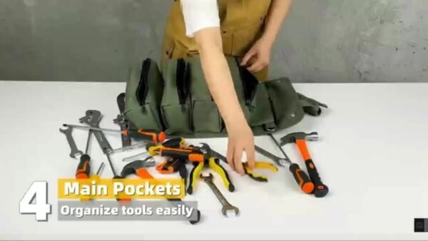 Heavy Duty Roll Up Tool Bag with Detachable Pouches, Portable Tool Organizer for Electricians, Mechanics, and Fathers' Day Gifts - Image 4