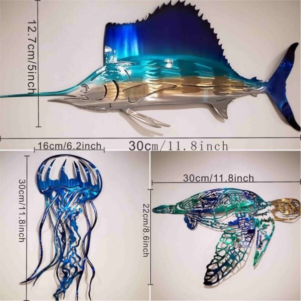 1pc Wrought Iron Sailfish Wall Sculpture, Metal Fish Art for Home Decor, Tropical Fish Wall Hanging, Christmas Gift - Image 4