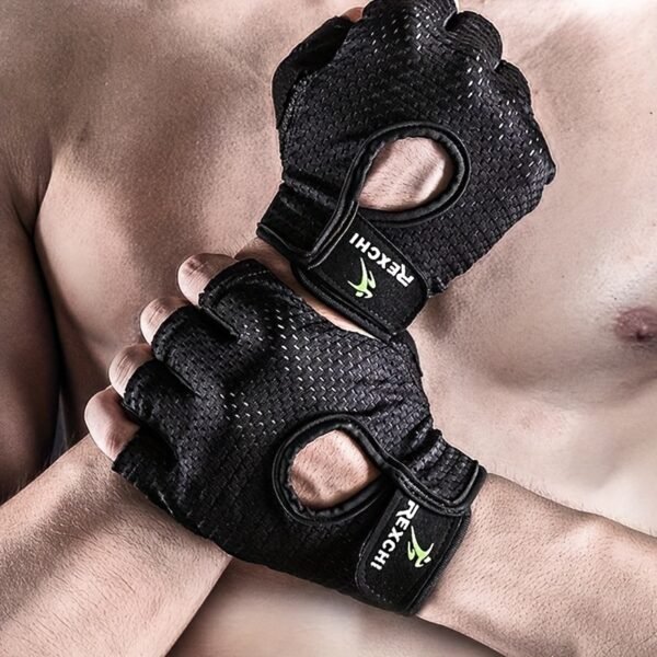 1 Pair REXCHI Half-Finger Fitness Gloves, Non-Slip, Sweat-Absorbent & Breathable, Polyester Knit Fabric, Palm Support, for Men & Women'S Training - Multiple Styles Available, Gym Gloves - Image 2