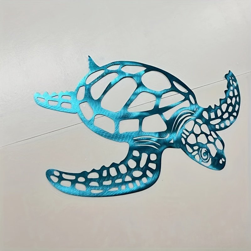 Metal Wall Art Nautical Sea Turtle Wall Decor – Coastal Home Hanging Ornament – Ocean Lover Gift – Beach Theme Bedroom Decoration
