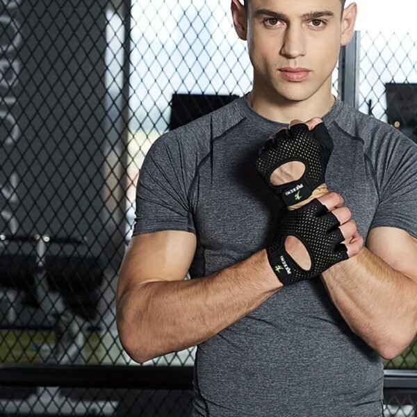 1 Pair REXCHI Half-Finger Fitness Gloves, Non-Slip, Sweat-Absorbent & Breathable, Polyester Knit Fabric, Palm Support, for Men & Women'S Training - Multiple Styles Available, Gym Gloves - Image 6