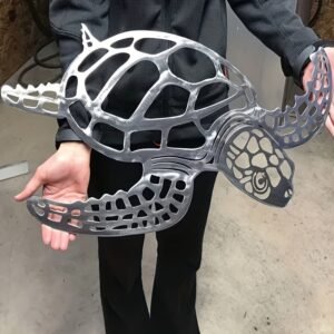 Metal Wall Art Nautical Sea Turtle Wall Decor - Coastal Home Hanging Ornament - Ocean Lover Gift - Beach Theme Bedroom Decoration