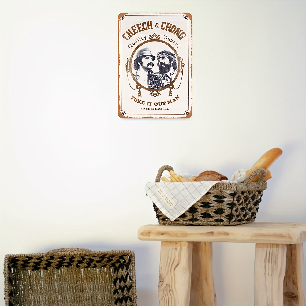1pc Cheech & Chong “Toke It Out for Man” Vintage Metal Tin Sign (8″x12″) – Retro-Inspired Wall Art for Home, Bar, Cafe, Garage | Waterproof & Dustproof Decor with Classic Hippie Design, Wall Decor|Vintage Wall Art|Durable Wall Plaque, Metal Wall Art Decor