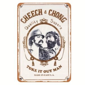 1pc Cheech & Chong "Toke It Out for Man" Vintage Metal Tin Sign (8"x12") - Retro-Inspired Wall Art for Home, Bar, Cafe, Garage | Waterproof & Dustproof Decor with Classic Hippie Design, Wall Decor|Vintage Wall Art|Durable Wall Plaque, Metal Wall Art Decor