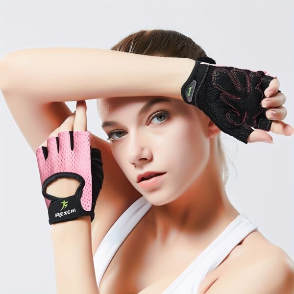 1 Pair REXCHI Half-Finger Fitness Gloves, Non-Slip, Sweat-Absorbent & Breathable, Polyester Knit Fabric, Palm Support, for Men & Women'S Training - Multiple Styles Available, Gym Gloves - Image 18