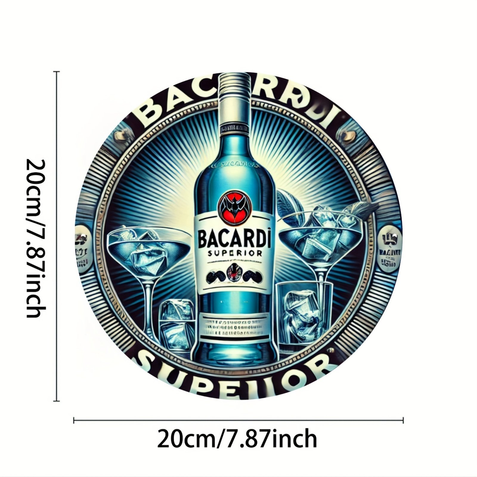 1pc, Bacardi Superior Aluminum Sign, 8×8 inches, Vintage Artwork, Durable Metal Plaque for Home/Kitchen/Restaurant/Bedroom/Garden/Garage/Hotel/Office Decor, High Definition, Easy Maintenance, Smooth Edges, Long-Term Use