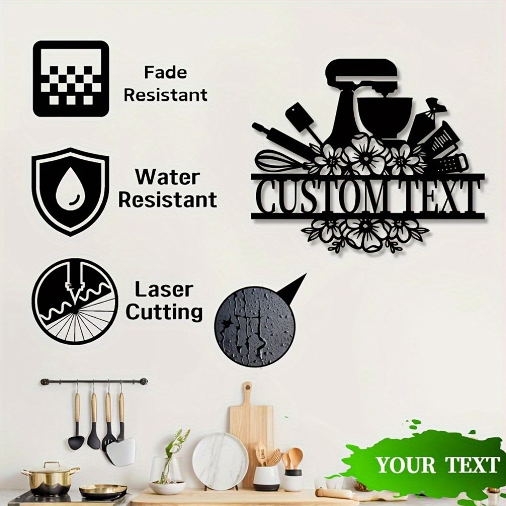 1pc Customizable Baking Themed Metal Wall Art, Personalized Pastry Chef Sign for Home Decor, Chef Signage, Baking Enthusiast Gift, Kitchen Decorative Gift, Wedding and Christmas Wall Hanging, Indoor Use