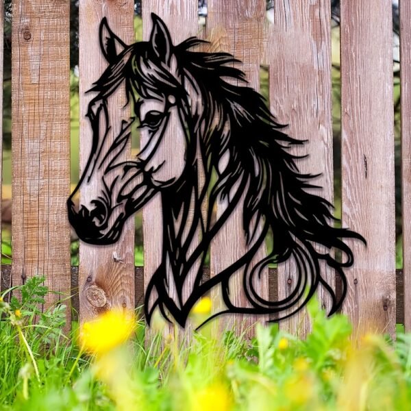 1pc Horse Wall Decor in Metal - Animal Themed Home Office Wall Hanging, Indoor Equestrian Art, No Electricity Needed, Transverse Orientation - Ideal Gift for Horse Lovers - Image 10