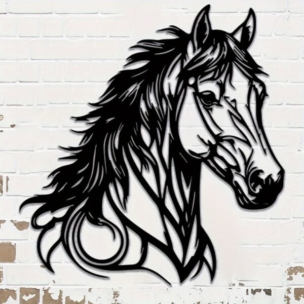 1pc Horse Wall Decor in Metal - Animal Themed Home Office Wall Hanging, Indoor Equestrian Art, No Electricity Needed, Transverse Orientation - Ideal Gift for Horse Lovers - Image 6