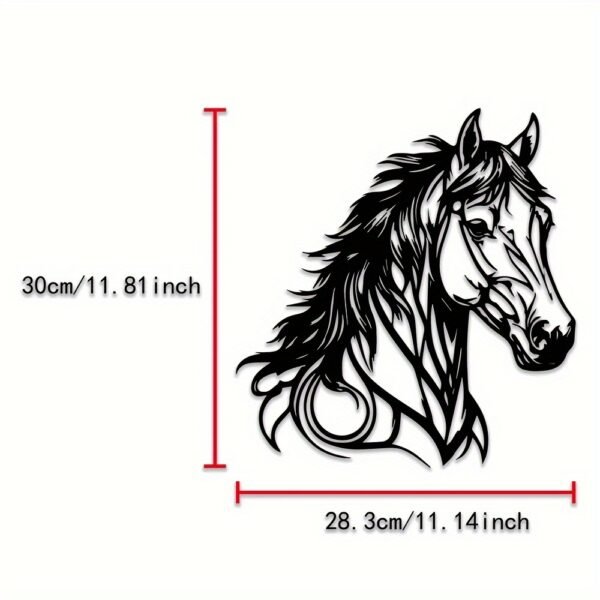 1pc Horse Wall Decor in Metal - Animal Themed Home Office Wall Hanging, Indoor Equestrian Art, No Electricity Needed, Transverse Orientation - Ideal Gift for Horse Lovers - Image 3