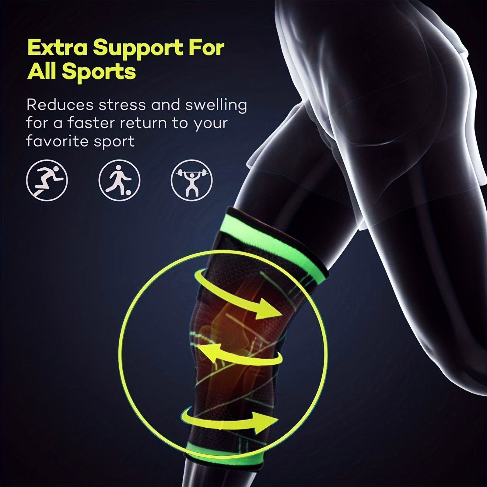 2pcs Adjustable Knee Support Braces for Men & Women – Breathable Mesh with Stabilizing Straps for Running, Cycling & Sports – Black, Blue, Green Options – Ergonomic Design for Maximum Support & Comfort
