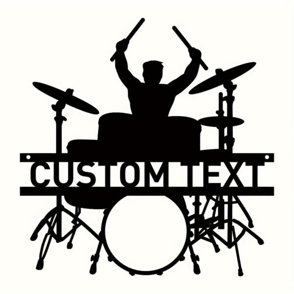 1pc Customizable Vintage Drummer Metal Wall Sign - Personalized Music Studio Nameplate, Drum Wall Art Decor, Unique Birthday Gift for Son, No Power Needed, Iron Material, Easy Install with Traceless Double-Sided Tape - Image 3