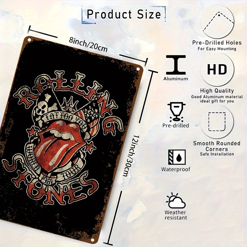 Rock Music Lover’s Dream: Vintage 12×8″ Aluminum Wall Art Sign – Durable, Weatherproof Metal Poster for Home & Coffee Bar Decor, Easy Install with Pre-Drilled Holes