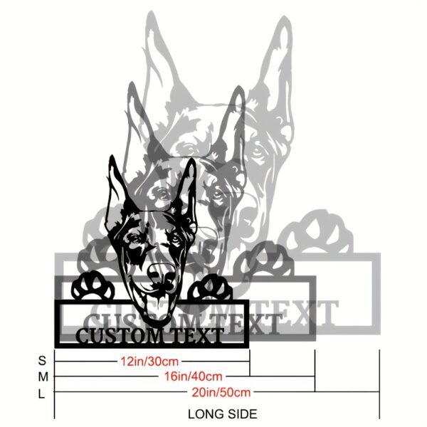 Customizable Doberman Metal Wall Art, Black Iron Animal Theme Decorative Sign with Personalized Text, Perfect Gift for Dog Lovers, Wall Mounted Room Decor, Dog Decor - Image 3