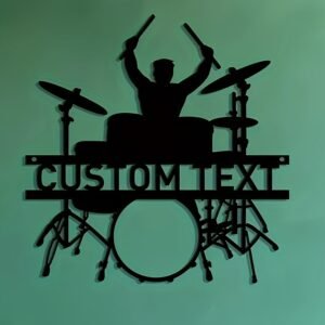 1pc Customizable Vintage Drummer Metal Wall Sign - Personalized Music Studio Nameplate, Drum Wall Art Decor, Unique Birthday Gift for Son, No Power Needed, Iron Material, Easy Install with Traceless Double-Sided Tape