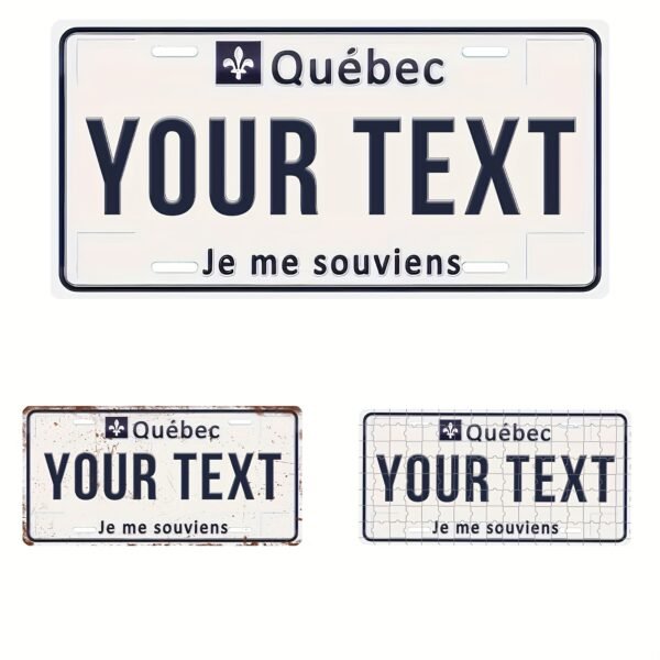 Customized Quebec Aluminum License Plate - Personalized Text "Je Me Souvenirs" or "Your Text" - Rustic Metal Wall Art Decor for Homes, Bars, Cafes, Garages - 5.91x11.81 Inch, Home Decoration | Quebecthemed Decor | Aluminum Plate
