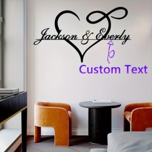 Customizable Metal Sign with Personalized Silhouette - Love Heart & Surname Design for Home, Garden, Kitchen, and Dining Decor - Matte Finish, Reusable Iron Artwork - Perfect for Parties & Holiday Gifts