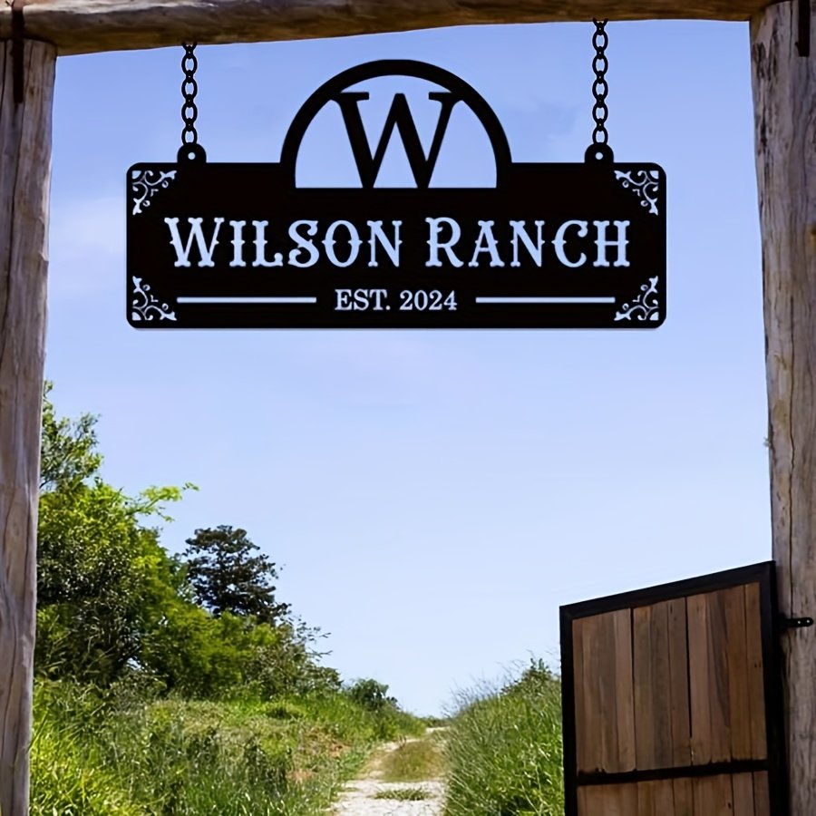 Custom Vintage Metal Barn Sign – Personalized Farmhouse Ranch Badge with Family Name & Established Date, Rustic Outdoor Letter Plaque for Home, Garden, or Farm Gate Decor, Wall-Mounted, No Power Needed, Durable Metal Signage | Rustic Wall Plaque | Durable Outdoor Signage, Barn Decor