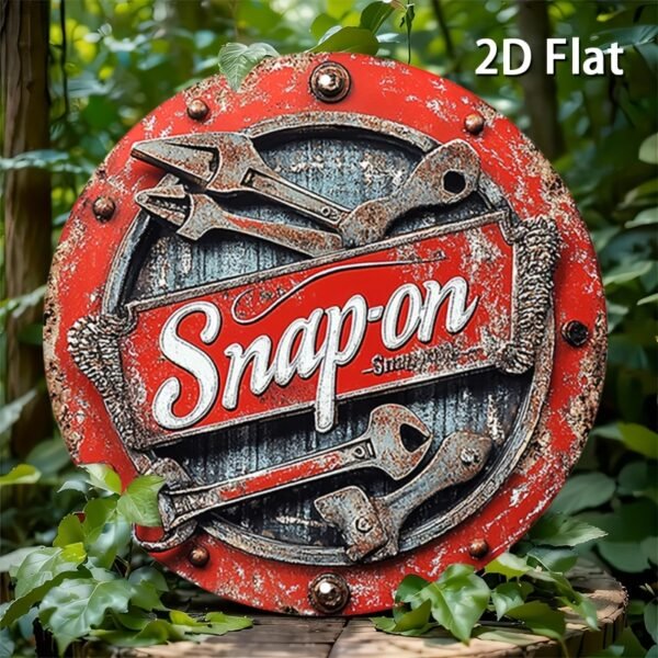 2D Flat 1pc Vintage Metal Sign Snap-on Tools Aluminum Round Poster Bold and Industrial Design Retro Vintage Look Wall Art for Bar, Café, Beach House, Backyard 7.8x7.8 Inch, 2D Flat, Perfect for Room Decor - Image 8