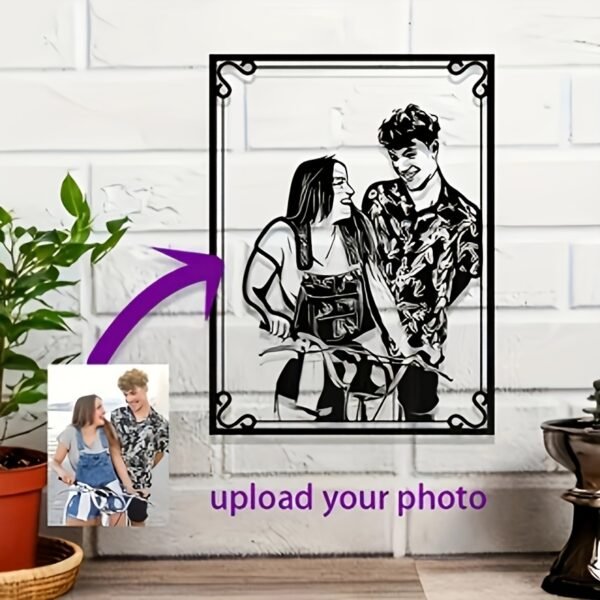 Custom Metal Wall Art - Personalized Photo Frame for Home Decor, Perfect Gift for Friends & Family, Modern Hanging Portrait Sculpture for Mother’s Day, Father’s Day, Graduation, Thanksgiving, St. Patrick’s Day - Indoor Vertical Wall Decoration with Ornate Frame Design, Large Wall Art - Image 4