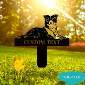 1pc Unique Border Collie Garden Fence Sign, Personalized Metal Sign, Humorous Outdoor Decoration, Durable Metal Material, No Battery Required