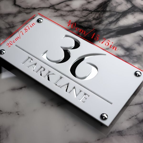 2D Flat, White Gray Frosted Board Personalized Laser Cutting Customized Acrylic Embossed Nordic Door Sign Outdoor Street Address Name - Image 3