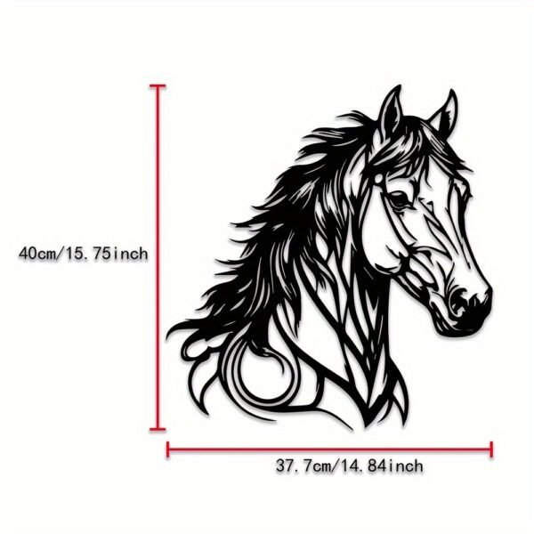 1pc Horse Wall Decor in Metal - Animal Themed Home Office Wall Hanging, Indoor Equestrian Art, No Electricity Needed, Transverse Orientation - Ideal Gift for Horse Lovers - Image 4