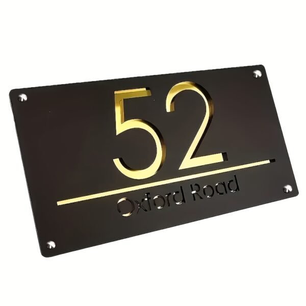 Custom Personalized House Number Sign - Waterproof & UV Resistant, Easy to Hang, Stylish Metal Design with Golden Numbers, Ideal for Outdoor Use, Personalized Address Plaque, Outdoor Wall Decor|Stylish Metal Sign|Durable Wall Plaque, House Number Sign - Image 5