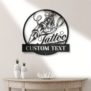 Customizable Tattoo Shop Metal Wall Sign - Personalized Artistic Decor, Versatile Hanging Metal Art for Home & Office, Unique Gift for Tattoo Artists, Name Tattoo, Multifunctional Hanging, Tattoo Artist Gift