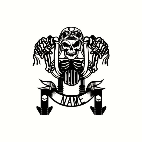 1pc Bohemian Style Metal Wall Art - Skull Motorcycle Rider with Goggles & Leather Jacket Design | Personalized Name Option | Durable Black & White Decor for Biker Bars & Home | Ideal Gift for Motorcycle Enthusiasts | Bohemian Decor - Image 7