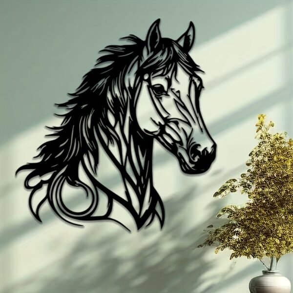 1pc Horse Wall Decor in Metal - Animal Themed Home Office Wall Hanging, Indoor Equestrian Art, No Electricity Needed, Transverse Orientation - Ideal Gift for Horse Lovers - Image 7