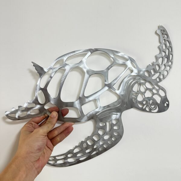Metal Wall Art Nautical Sea Turtle Wall Decor - Coastal Home Hanging Ornament - Ocean Lover Gift - Beach Theme Bedroom Decoration - Image 3