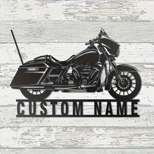 Customizable Motorcycle Metal Wall Art with Personalized Name Plate - Vintage Style Decor for Garage & Home, Ideal Gift for Bikers & Enthusiasts, No Power Needed, Featherless, Motorcycle Accessories