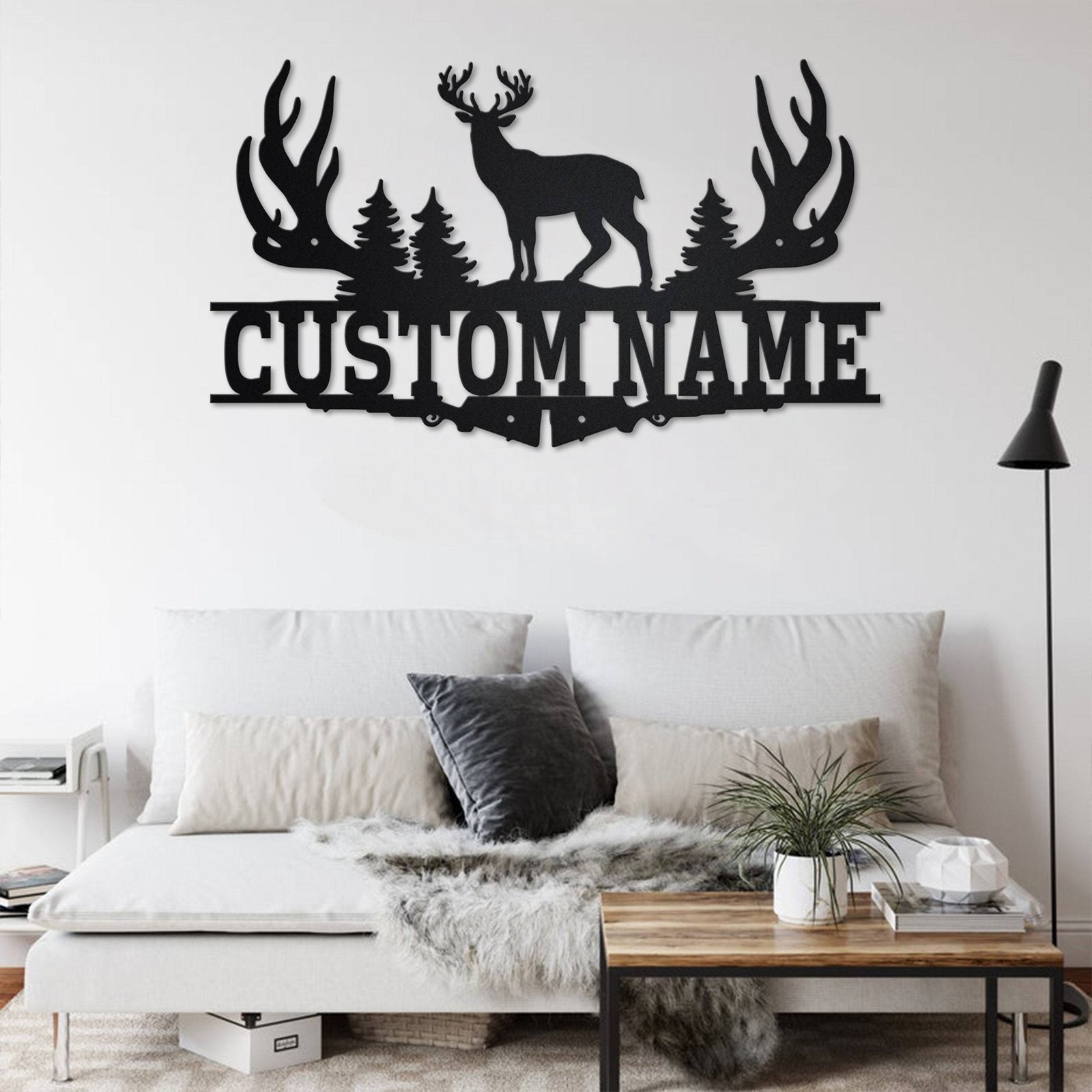 Customizable Metal Elk Silhouette Wall Art, Personalized Family Name Metal Sign, Decorative Indoor/Outdoor Moose-Themed Metal Plaque, Ideal for Entryway, Garden, Home, Kitchen, Dining Room Decor, Hollow Cut Craft, Event and Party Accent, Unique Holiday Gift – No Electricity Needed