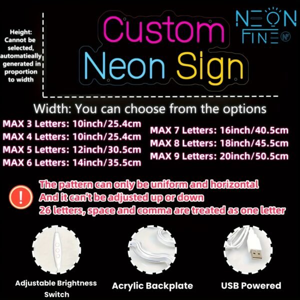 Customized Neon Signs, Private Custom Name LED Signs, Personalized USB Powered Neon Lights, DIY Wedding Party Birthday, Business Name Design Halloween Gift -winter, new year - Image 11