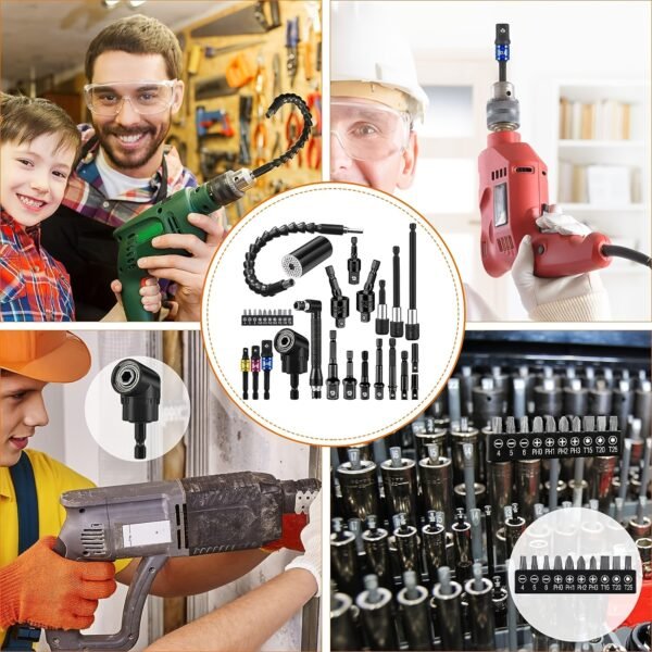 A 31pcs Universal Tool Set That Includes a Flexible Shaft, Quick-Change Adapter, Impact Wrench Socket Adapter, Right-Angle Screwdriver Bit Holder, Magic Socket, And Extension Bar - a Chromium-Vanadium Steel Uncharged Tool Kit. - Image 7