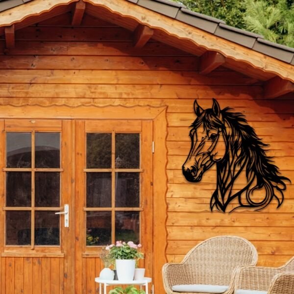 1pc Horse Wall Decor in Metal - Animal Themed Home Office Wall Hanging, Indoor Equestrian Art, No Electricity Needed, Transverse Orientation - Ideal Gift for Horse Lovers - Image 2