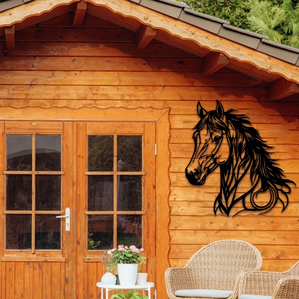1pc Horse Wall Decor in Metal – Animal Themed Home Office Wall Hanging, Indoor Equestrian Art, No Electricity Needed, Transverse Orientation – Ideal Gift for Horse Lovers