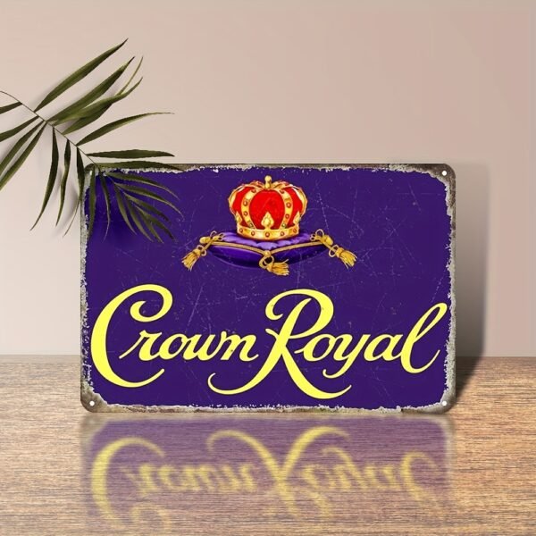 1pc, Vintage Crown Royal Metal Tin Sign, 8x12 Inch, Waterproof Wall Decor for Home, Bar, Garage, Multipurpose with Pre-Drilled Holes