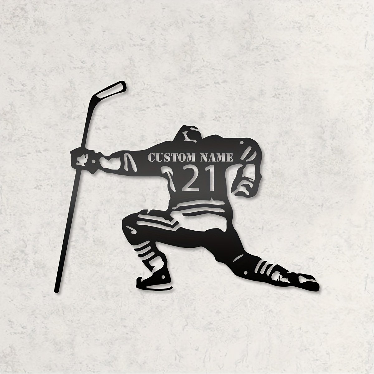 Customized Hockey Metal Wall Art Sign, Personalized Name Iron Decor, Ice Hockey Player Silhouette Display for Sports Memorabilia and Room Decor – Includes No-Trace Dual-Sided Tape, Bohemian Style, Perfect for Diwali