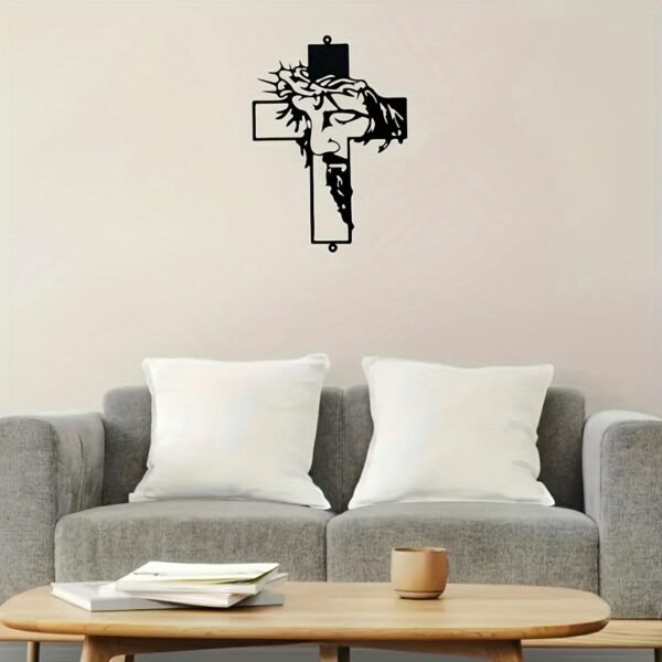 1pc Metal wall art Cross Sign Wall Art Decoration, Easter Thanksgiving Wall Hanging Decoration, Office Dining Room Lobby Wall Decor, Halloween Room Decor art - Image 5