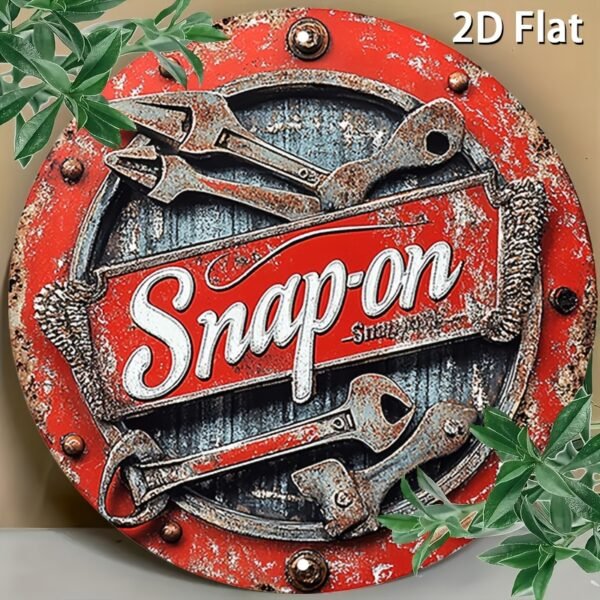 2D Flat 1pc Vintage Metal Sign Snap-on Tools Aluminum Round Poster Bold and Industrial Design Retro Vintage Look Wall Art for Bar, Café, Beach House, Backyard 7.8x7.8 Inch, 2D Flat, Perfect for Room Decor - Image 5