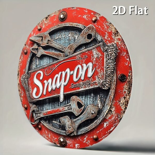2D Flat 1pc Vintage Metal Sign Snap-on Tools Aluminum Round Poster Bold and Industrial Design Retro Vintage Look Wall Art for Bar, Café, Beach House, Backyard 7.8x7.8 Inch, 2D Flat, Perfect for Room Decor - Image 7
