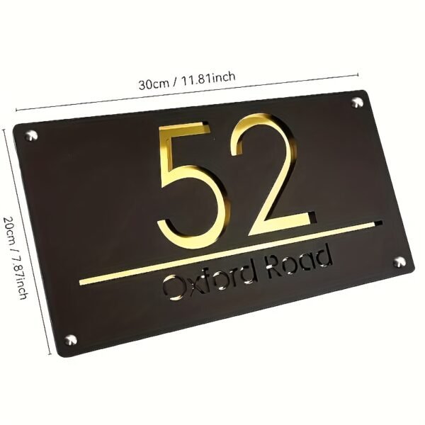 Custom Personalized House Number Sign - Waterproof & UV Resistant, Easy to Hang, Stylish Metal Design with Golden Numbers, Ideal for Outdoor Use, Personalized Address Plaque, Outdoor Wall Decor|Stylish Metal Sign|Durable Wall Plaque, House Number Sign - Image 3