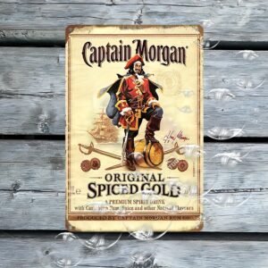 Vintage Metal Sign Rum Brand Retro Tin Sign Captain Morgan Funny Poster Decor for Bar Pub Club,Man Cave 7.87''x11.8''/20cm*30cm Wall Art Decoration