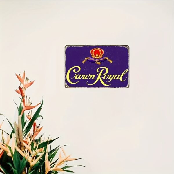 1pc, Vintage Crown Royal Metal Tin Sign, 8x12 Inch, Waterproof Wall Decor for Home, Bar, Garage, Multipurpose with Pre-Drilled Holes - Image 2