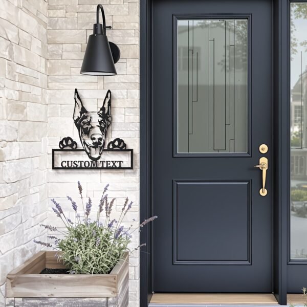 Customizable Doberman Metal Wall Art, Black Iron Animal Theme Decorative Sign with Personalized Text, Perfect Gift for Dog Lovers, Wall Mounted Room Decor, Dog Decor - Image 7